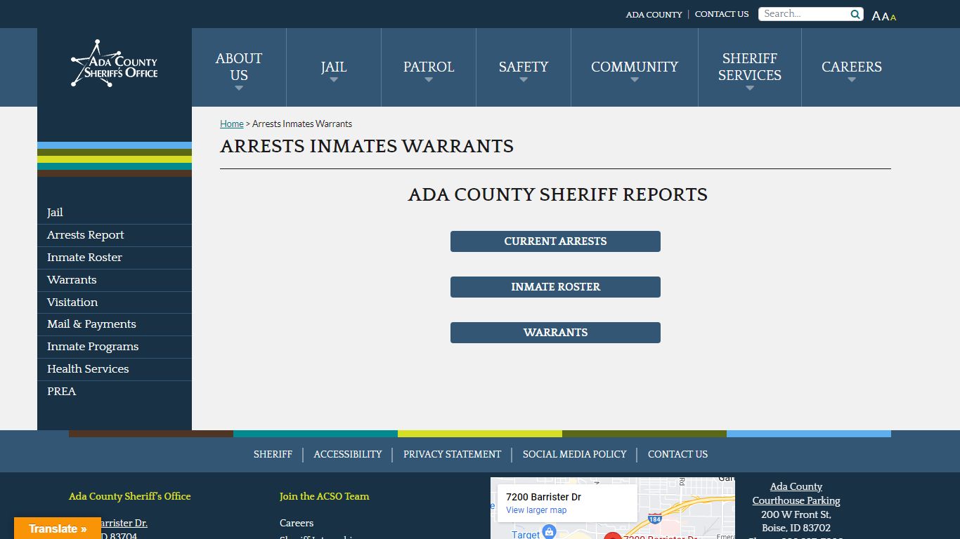 Arrests Inmates Warrants - Ada County Sheriff